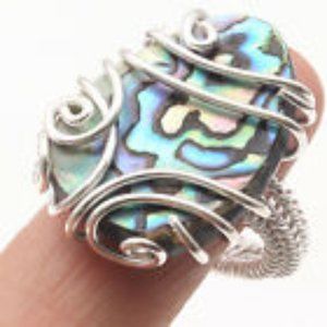 Abalone Shell gemstone, 925 silver ring